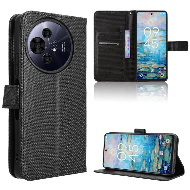 Funda de Cuero con Textura de Diamante para TCL 50 Nxtpaper 5G (Negra)