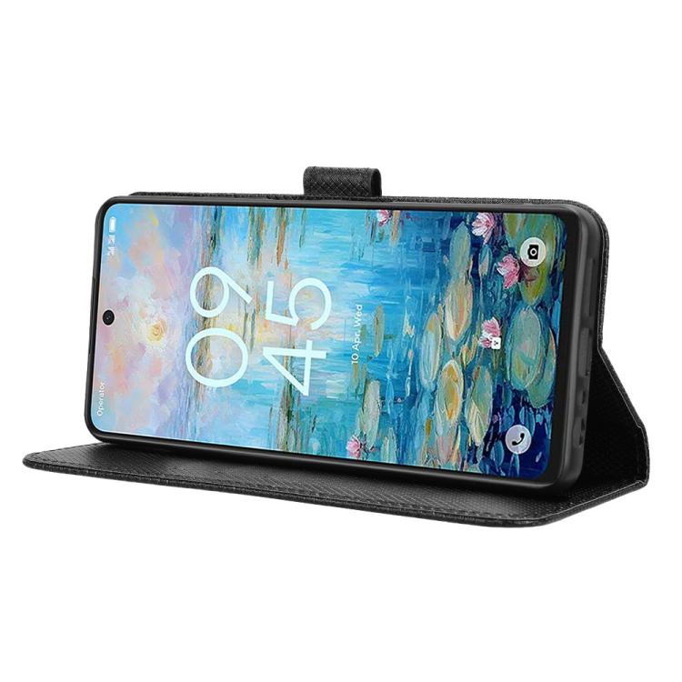 Funda de Cuero con Textura de Diamante para TCL 50 Nxtpaper 5G (Negra)