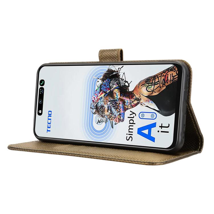 Funda Cuero Textura Diamante para Tecno Pova 6 Neo 5G Spark 30 5G (Marrón)