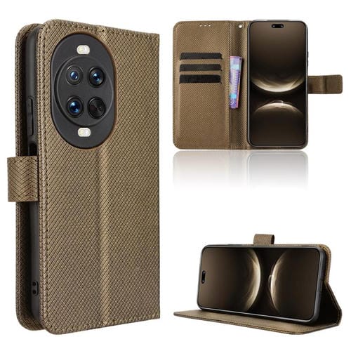 Funda de cuero con textura de diamante para Huawei Nova 14 Ultra 5G (marrón)