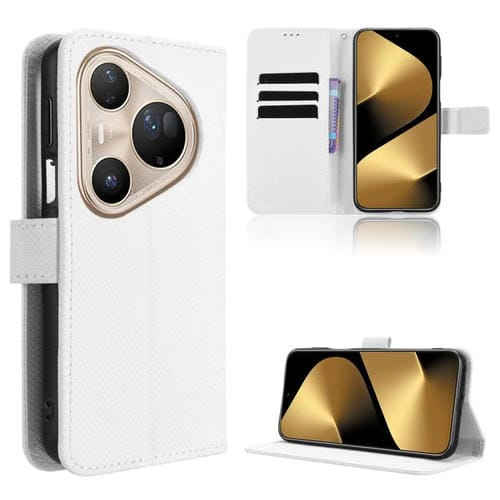 Funda de cuero con textura de diamante para Huawei Pura 80 Pro 5G / 80 Pro+ 5G (blanca)