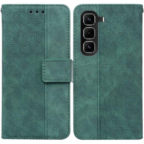 Funda de cuero con relieve geométrico para Infinix Hot 50 Pro 4G (verde)