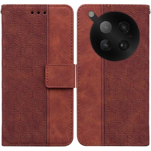 Funda de cuero con relieve geométrico para Infinix Zero 40 4G/5G (marrón)