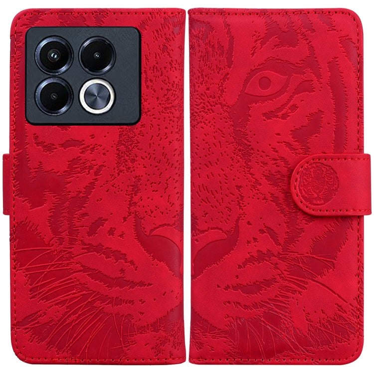 Funda de Cuero con Tapa y Estampado de Tigre para Infinix Note 40 5G (Rojo)