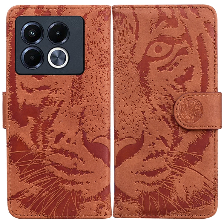 Funda de Cuero con Tapa y Estampado de Tigre para Infinix Note 40 5G (Marrón)
