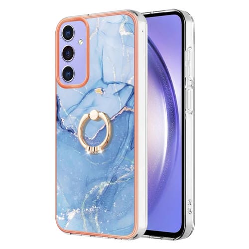 Estuche para Teléfono Samsung Galaxy A15 5G Imd Doble Cara Mármol Galvanizado con Anillo (Azul)