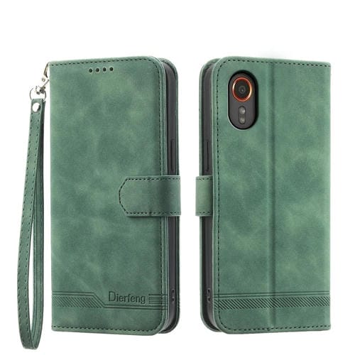 Funda para Teléfono Samsung Galaxy Xcover 7 Dierfeng Dream Line TPU y Cuero PU (Verde)