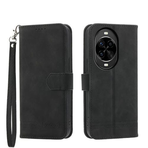 Funda híbrida de TPU y cuero sintético Dierfeng Dream Line para Huawei nova 14 Pro (negra)