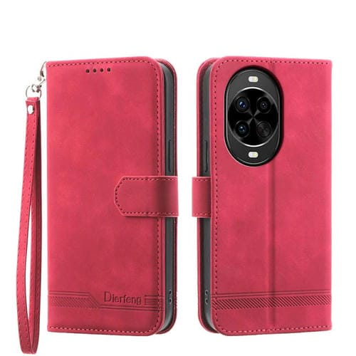 Funda híbrida de TPU y cuero sintético Dierfeng Dream Line para Huawei nova 14 Pro (roja)