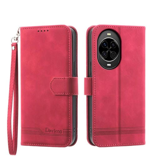 Funda híbrida de TPU y cuero sintético Dierfeng Dream Line para Huawei nova 14 (roja)