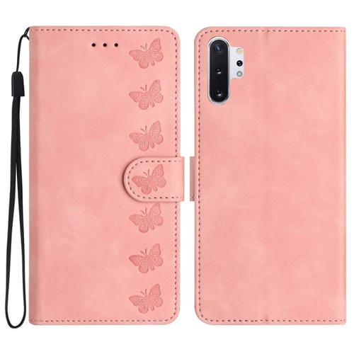 Estuche para Teléfono Samsung Galaxy Note10+ Seven Butterflies Cuero En Relieve (Rosa)