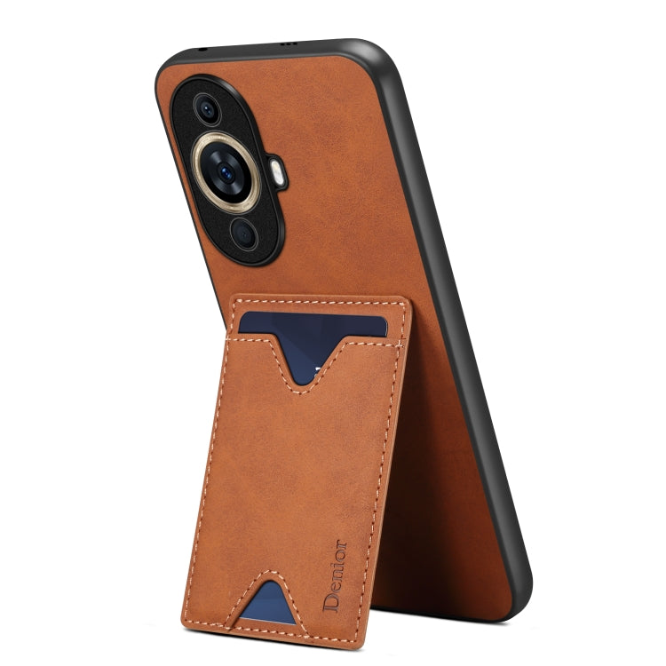 Funda para Huawei Nova 11 Pro / 11 Ultra Denior PU con Contraportada y Ranura para Tarjeta (Marrón)