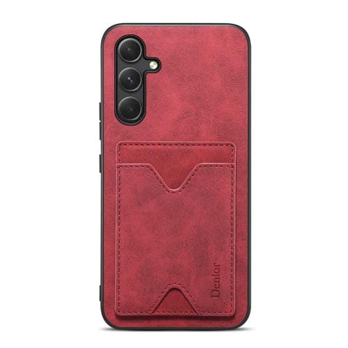 Funda para Teléfono Samsung Galaxy A34 5G Denior Pu Contraportada con Ranura para Tarjeta (Rojo)