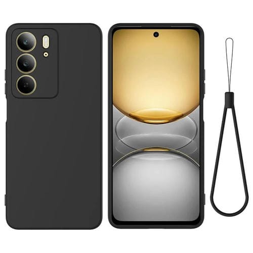 Funda de Silicona Líquida a Prueba de Golpes para Realme C75X (Color Puro, Negra)