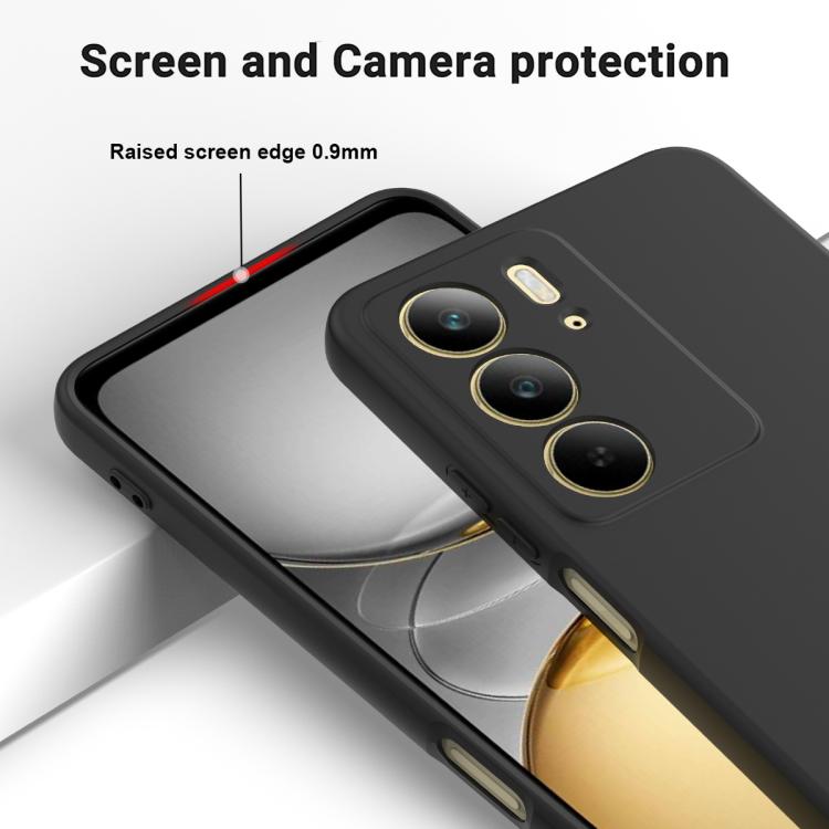 Funda de Silicona Líquida a Prueba de Golpes para Realme C75X (Color Puro, Negra)