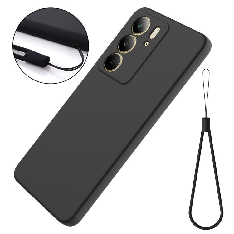 Funda de Silicona Líquida a Prueba de Golpes para Realme C75X (Color Puro, Negra)