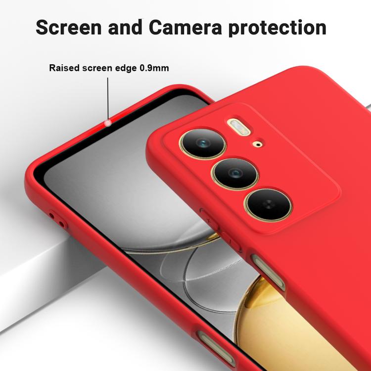 Funda de Silicona Líquida a Prueba de Golpes para Realme C75X (Color Rojo)