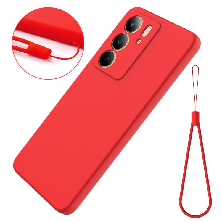 Funda de Silicona Líquida a Prueba de Golpes para Realme C75X (Color Rojo)