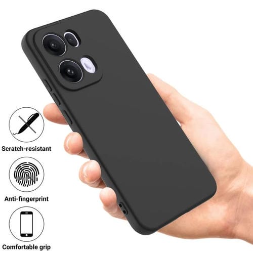 Funda de Silicona Líquida a Prueba de Golpes para Oppo Reno13 Pro 5G (Color Puro Global, Negro)