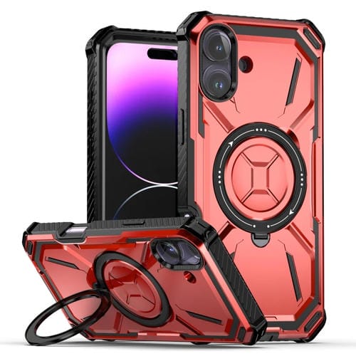 Funda para Teléfono Armor Series para iPhone 16 Plus con Soporte (Roja)