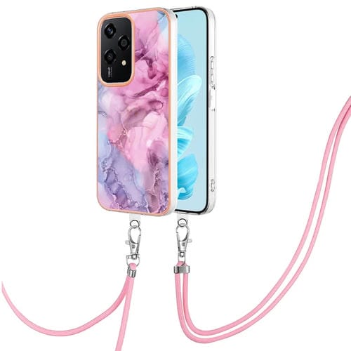 Estuche para Teléfono Honor 200 Lite con IMD Doble Cara, Galvanoplastia Global y Cordón (Rosa)