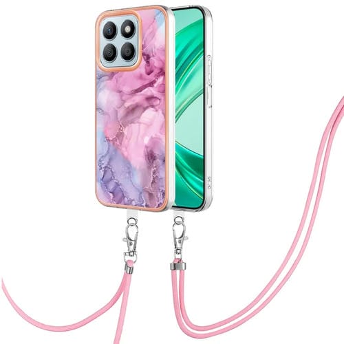 Funda para Teléfono Honor X8B con Imd Doble Cara Revestimiento Mármol Galvanizado y Cordón (Rosa)