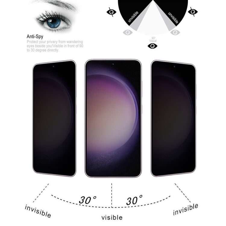 Para Samsung Galaxy S23 5G Ultrathin 3D Curved Edge Privacy Película de vidrio templado, Desbloqueo de soporte