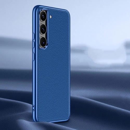 Para Samsung Galaxy S23 5G Litchi Texture Funda de teléfono de cuero genuino (Azul)