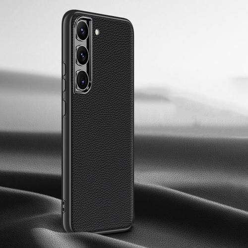 Para Samsung Galaxy S23 5G Litchi Texture Funda de teléfono de cuero genuino (Negro)