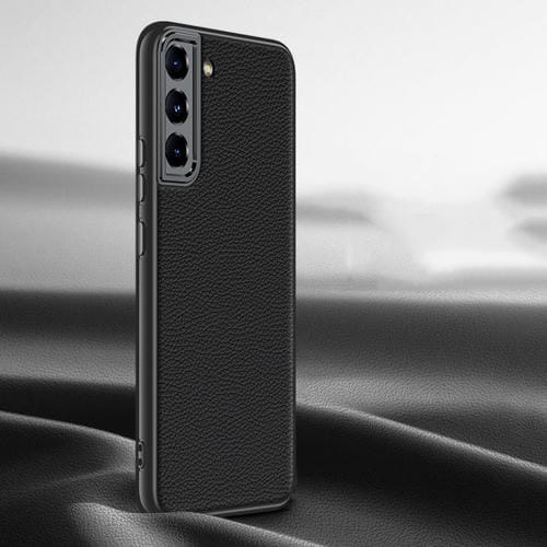 Para Samsung Galaxy S22 5G Litchi Texture Funda de teléfono de cuero genuino (Negro)