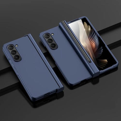Para Samsung Galaxy Z Fold5 Estuche para teléfono integrado a prueba de golpes con ranura para bolígrafo (Azul)