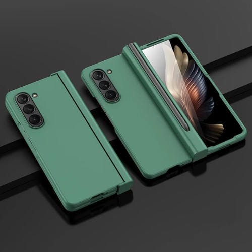Para Samsung Galaxy Z Fold5 Estuche para teléfono integrado a prueba de golpes con ranura para bolígrafo (verde)