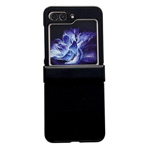Para Samsung Galaxy Z Flip5 Pure Color Bisagra Funda para teléfono a prueba de golpes (Negro)
