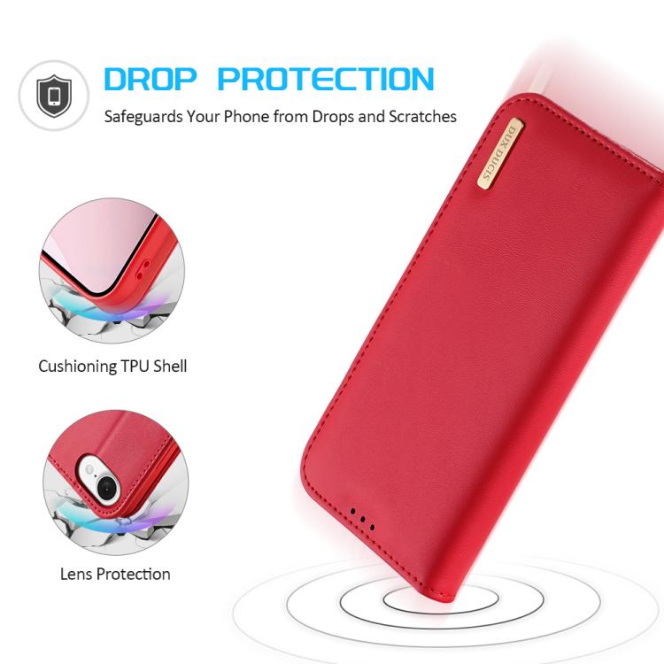 Funda para iPhone 16E Dux Ducis Hivo Series Piel de Vaca PU TPU con Tapa (Roja)