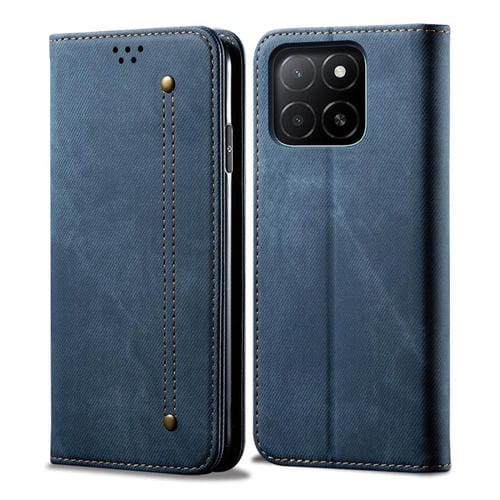 Funda de Cuero con Tapa y Textura Vaquera para Honor X8C 4G (Azul)