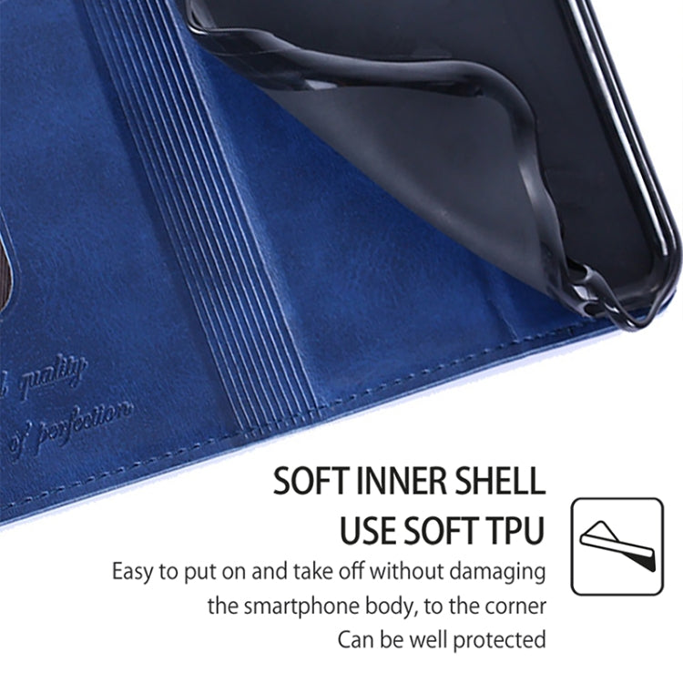 Funda de Cuero Magnética Textura de Vaca para TCL 50 Xl (Azul)