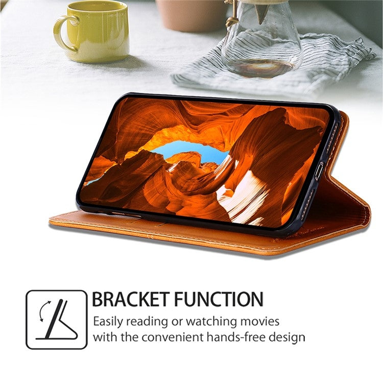 Funda de Cuero Magnética con Textura de Vaca para TCL 50 Xl (Marrón Claro)