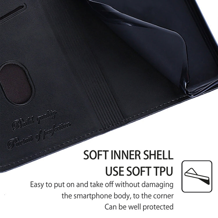 Funda de Cuero Magnética para Teléfono TCL 502 (Negro) con Textura de Vaca