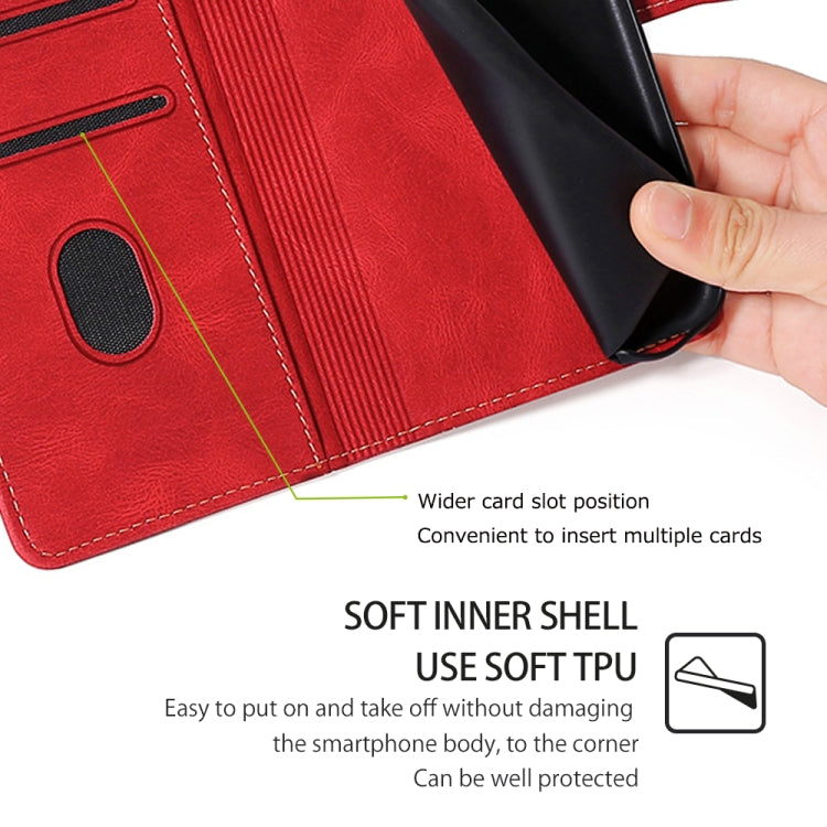 Funda de Cuero con Hebilla Magnética para TCL 50 XL (Rojo)