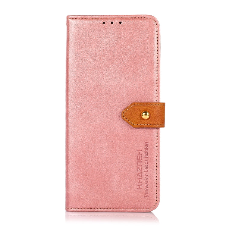 Funda de Cuero con Tapa y Textura Piel de Vaca para OnePlus Nord 13 Khazneh (Oro Rosa)