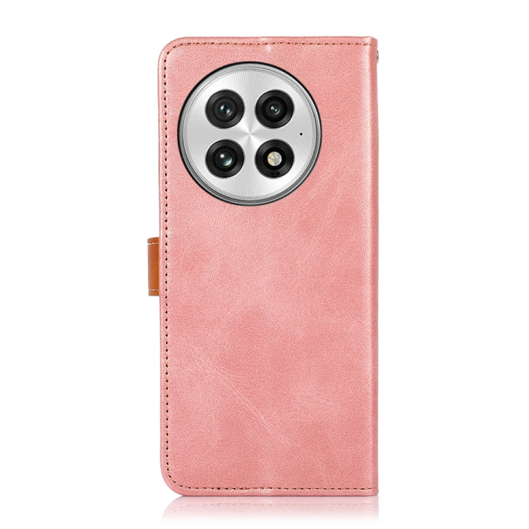Funda de Cuero con Tapa y Textura Piel de Vaca para OnePlus Nord 13 Khazneh (Oro Rosa)