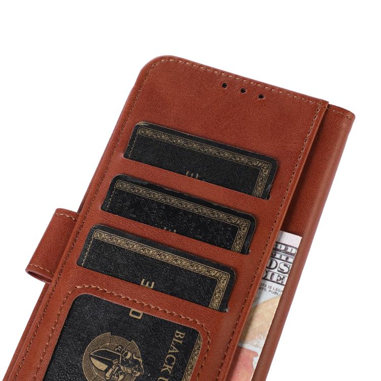 Funda de Cuero con Textura de Vaca para OnePlus 13R Global (Marrón)