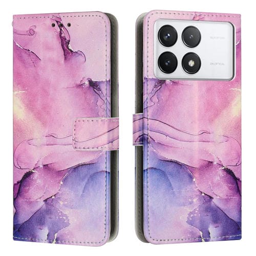 Funda de Cuero con Patrón de Mármol Pintado para Redmi K70 Pro/K70 (Morado)