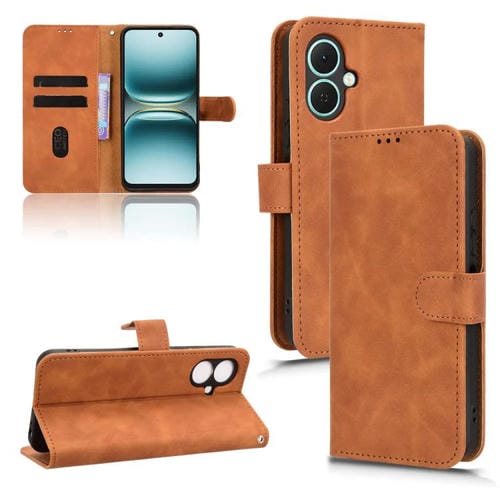 Funda de cuero con tapa magnética para Tecno Spark Go 2 4G (marrón)