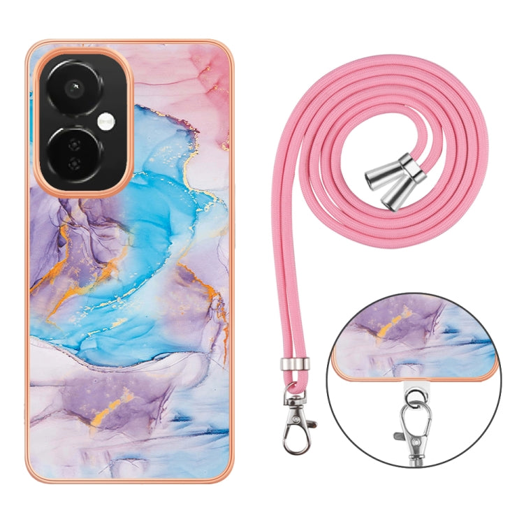 Funda para OnePlus Nord Ce 3 5G y Nord Ce 3 Lite Galvanoplastia Imd TPU con Cordón (Mármol Azul)