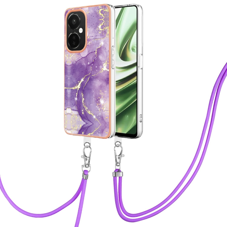 Estuche para OnePlus Nord Ce 3 5G y Nord Ce 3 Lite Imd Doble Cara Mármol Galvanizado con Cordón (Púrpura)
