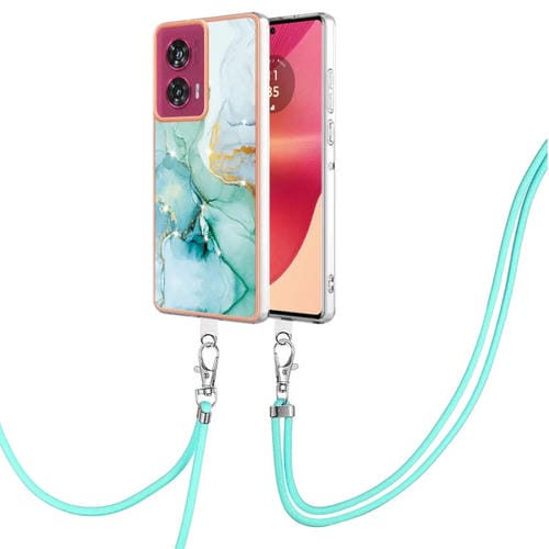 Estuche para Motorola Edge 50 Fusion con Imd Doble Cara y Galvanoplastia Mármol con Cordón (Verde)