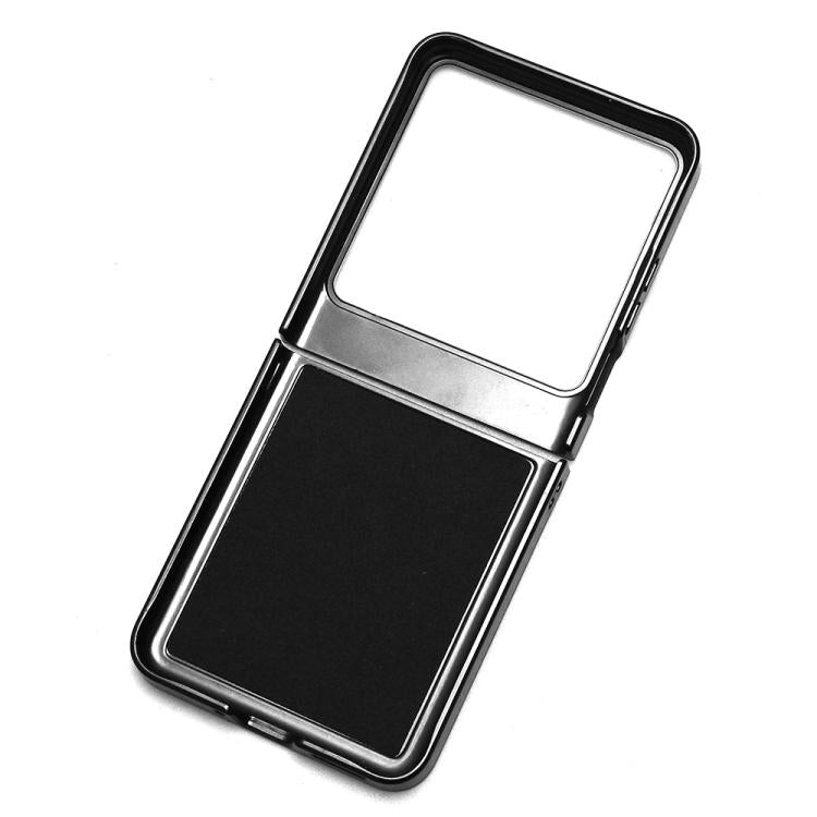 Funda Trasera para Tecno Phantom V Flip2 con Textura de Lichi y Ranuras para Tarjetas (Gris)