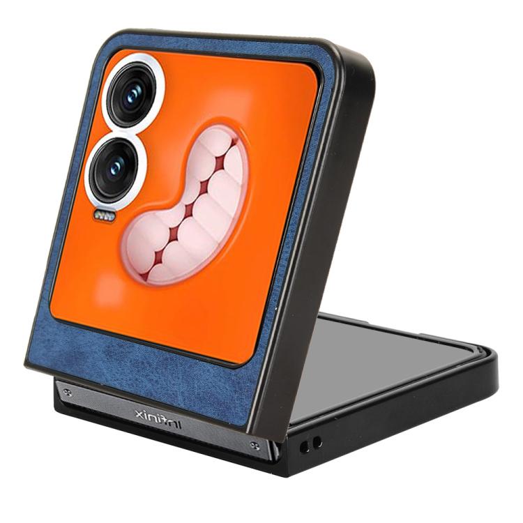 Funda Trasera para Tecno Phantom V Flip2 con Estampado de Vaca (Azul)