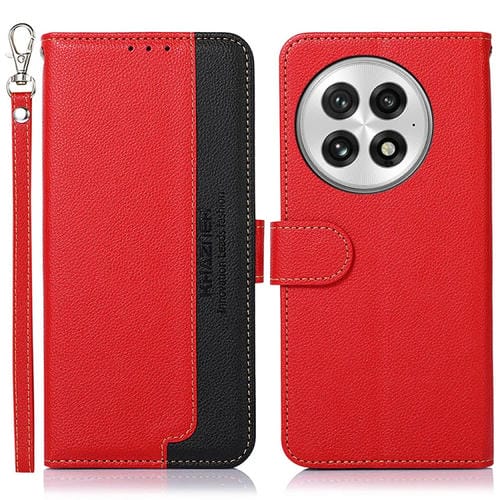 Funda Cuero Textura Lichi Khazneh RFID para OnePlus Nord 13 (Rojo)